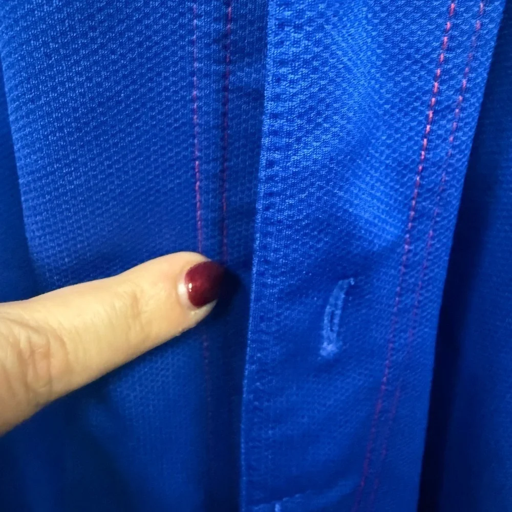 Nike Fit Dry Royal Blue & Red Cubs Sports Jersey Button Down Men’s Size Large